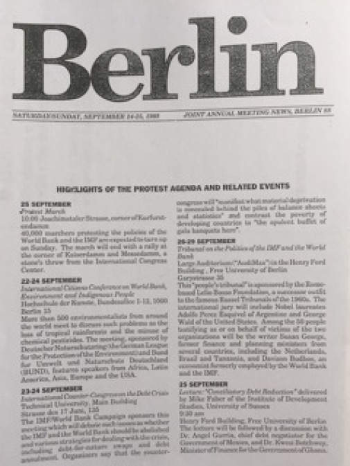 Photo: Protest Agenda and Related Events, Berlin 24-25 September 1988.